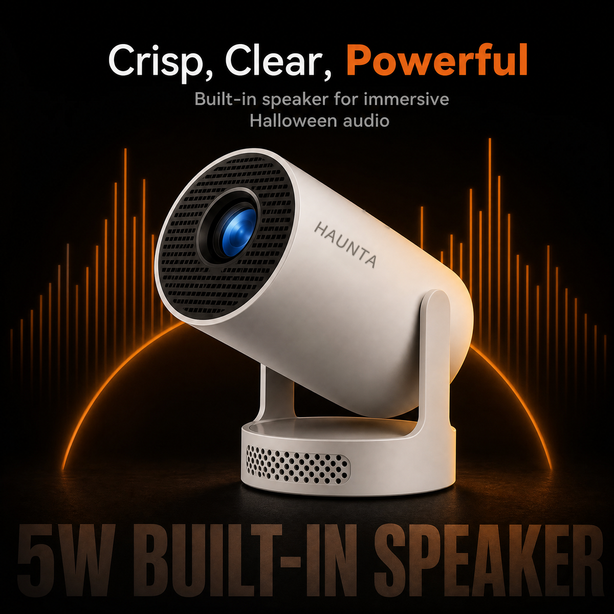 5W built-in speaker for immersive Halloween audio